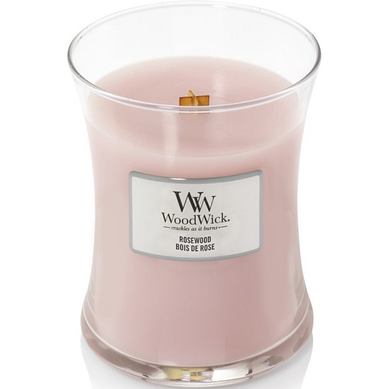 WoodWick Rosewood - Rosewood scented candle with wooden wick and lid glass medium 275 g