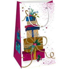 Ditipo Gift paper bag 12 x 8 x 20 cm Christmas white - colorful gifts