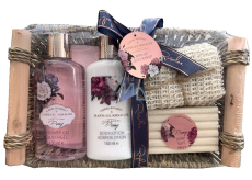 Raphael Rosalee Flowers Peony shower gel 150 ml + body lotion 150 ml + toilet soap 100 g + massage washcloth + scarf, cosmetic set
