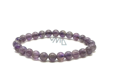 Amethyst bracelet elastic natural stone, ball 8 mm / 16 - 17 cm, stone of kings and bishops
