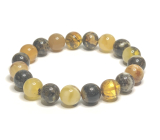 Amber bracelet elastic natural, ball 8 mm / 16 - 17 cm, solidified sunlight