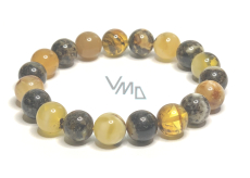 Amber bracelet elastic natural, ball 8 mm / 16 - 17 cm, solidified sunlight