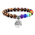 Chakra bracelet Tree of Life + Wood, healing, elastic, ball 8 mm / 16-17 cm