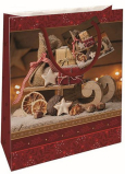 Nekupto Gift paper bag 23 x 18 x 10 cm Christmas sleigh red