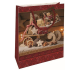 Nekupto Gift paper bag 23 x 18 x 10 cm Christmas sleigh red