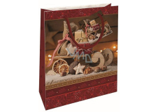 Nekupto Gift paper bag 23 x 18 x 10 cm Christmas sleigh red