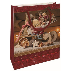 Nekupto Gift paper bag 23 x 18 x 10 cm Christmas sleigh red