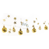 Emos Christmas garland with golden balls and stars 1,9 m, 20 LEDs, warm white