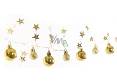 Emos Christmas garland with golden balls and stars 1,9 m, 20 LEDs, warm white