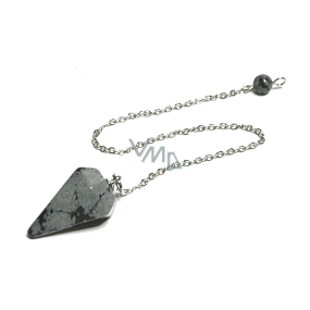 Obsidian cloud pendulum natural stone 2,5 cm + 18 cm chain with bead, rescue stone