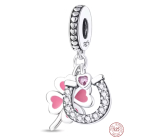 Sterling silver 925 Quatrefoil, horseshoe, heart, 3in1 lucky bracelet pendant