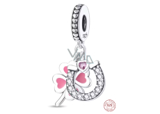 Sterling silver 925 Quatrefoil, horseshoe, heart, 3in1 lucky bracelet pendant