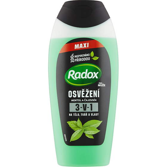 Radox Men Refreshment Menthol and Tea Tree 3in1 shower gel for body, face and shampoo for men 400 ml