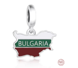 Charm Sterlingové stříbro 925 Bulharsko vlajka - houpající se mapa, přívěsek na náramek cestování