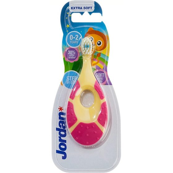 Jordan Step by Step Soft Toothbrush for Children with Teething Ring, Age 0-2 years, 1 pc