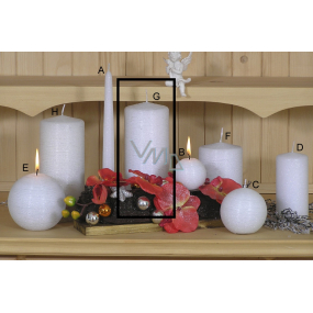 Lima Alfa Frost effect candle white cylinder 80 x 150 mm 1 piece