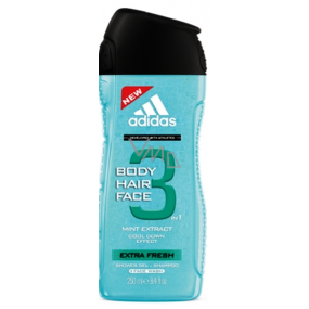 Adidas Extra Fresh 3 in 1 shower gel for body, hair and face for men 250 ml