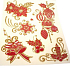 Window foil without glue red with gold glitter bells 42 x 30cm