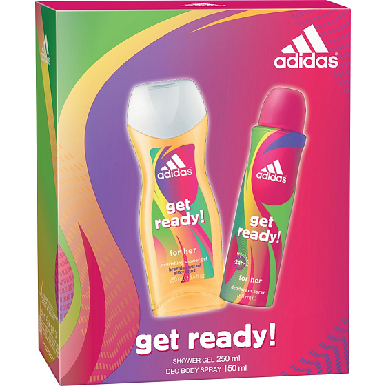 Adidas Get Ready! for Her deodorant spray 150 ml + shower gel 250 ml, cosmetic set