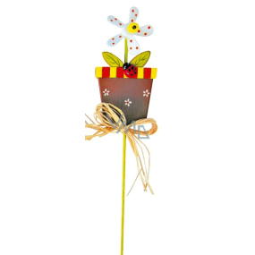Flowerpot with white pinwheel recess 9 cm + skewers
