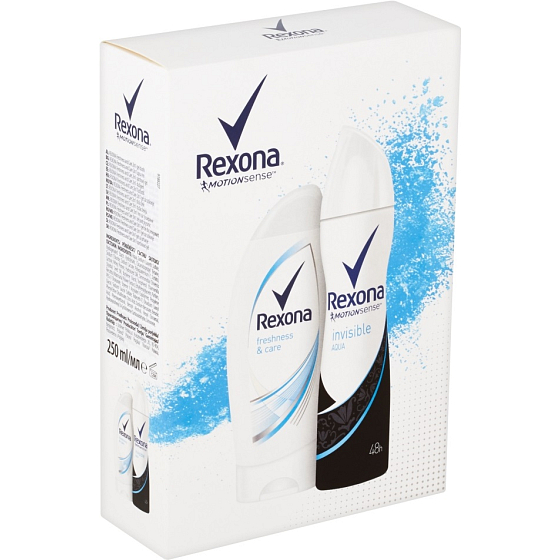 Rexona Freshness & Care shower gel 250 ml + Invisible Aqua antiperspirant deodorant spray for women 150 ml, cosmetic set