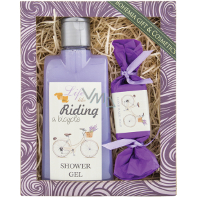 Bohemia Gifts Riding a bicycle Lavender shower gel 250 ml + toilet soap 30 g, cosmetic set