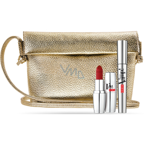 Pupa Vamp! mascara 100 Extra Black 9 ml + I m Matt matt lipstick 071 True Red 3.5 g + gold handbag, cosmetic set