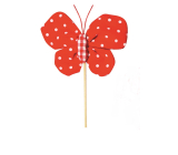 Fabric butterfly pick 8 cm + skewer with dots