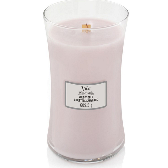 WoodWick Wild Violet - Wild violet scented candle with wooden wick and lid glass large 609.5 g