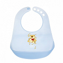 Canpol babies Happy Animals Plastic bib with a large pocket that holds the remains of food, for children from 12 months 1 piece