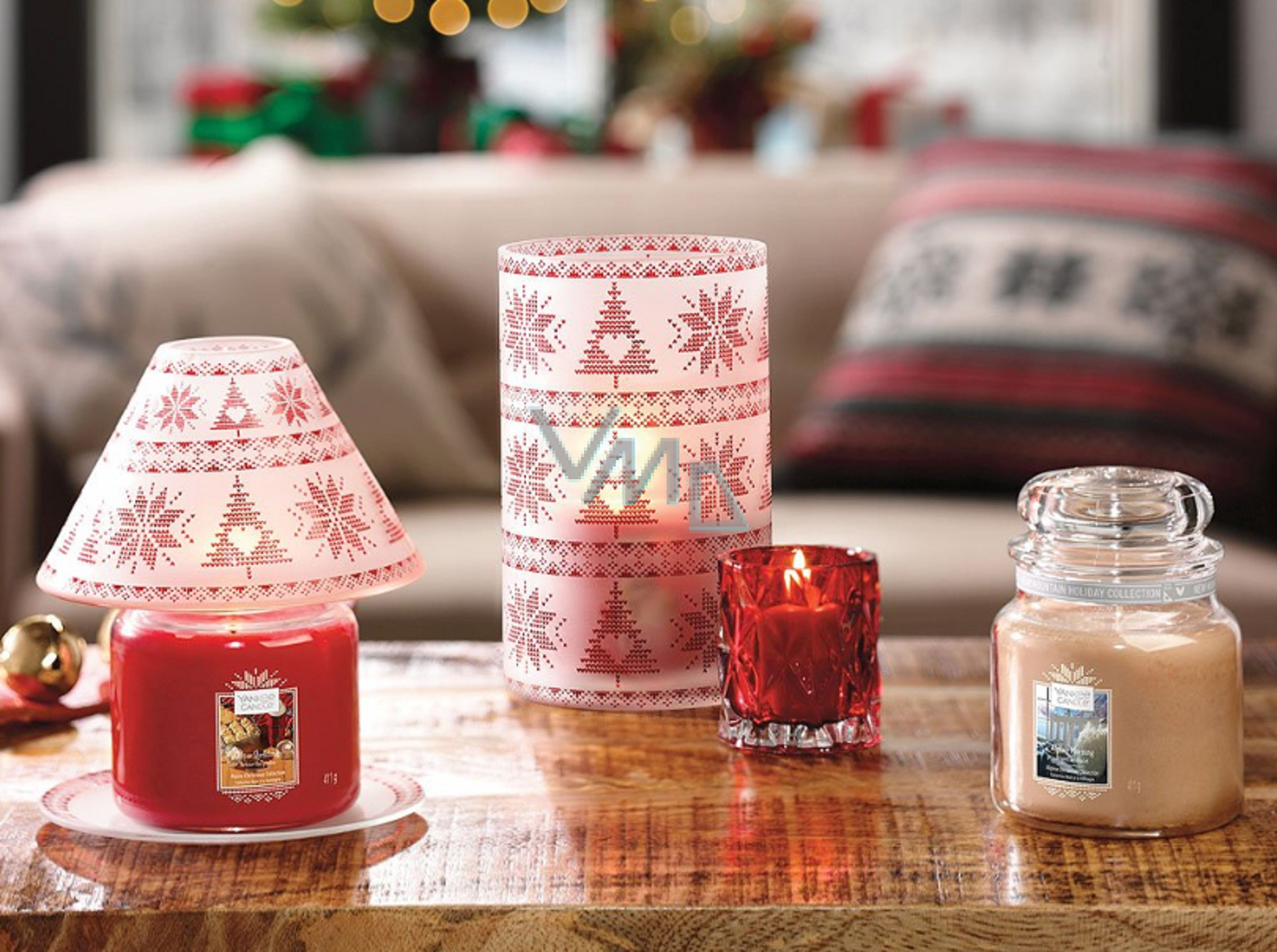 Yankee Candle Red Nordic Frosted Glass candlestick for votive candle 7