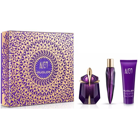 Thierry Mugler Alien perfumed water refillable bottle for women 30 ml + body lotion 50 ml + miniature 10 ml, gift set