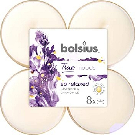 Bolsius True Moods So Relaxed Lavender & Chamomile - Lavender and chamomile maxi scented tealights 8 pieces, burning time 8 hours