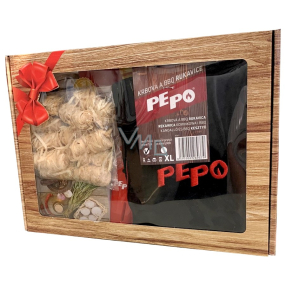 Pe-Po Gift pack 2021 fireplace and BBQ gloves 1 piece + wood wool lighter 12 pieces + windproof flexi lighter 1 piece + matches 10 cm long 50 pieces, gift set