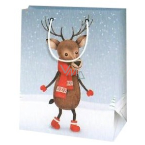 Ditipo Gift paper bag 18 x 10 x 22.7 cm Christmas light blue - reindeer