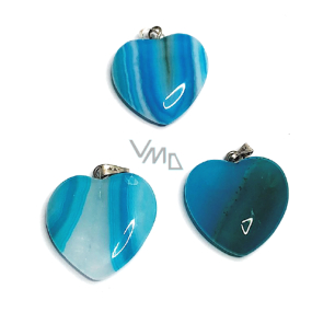 Agate blue Heart pendant natural stone 2,2 cm 1 piece