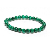 Malachite bracelet elastic natural stone, ball 6 mm / 16 - 17 cm, wishing stone