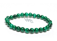 Malachite bracelet elastic natural stone, ball 6 mm / 16 - 17 cm, wishing stone