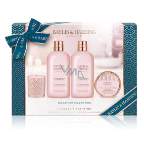 Baylis & Harding Jojoba, vanilla and almond oil bath foam 300 ml + shower cream 300 ml + hand and body lotion 50 ml + scented candle 60 g, cosmetic set for women