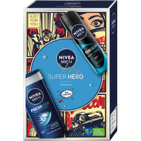 Nivea Men Super Hero Deep Beat 48h antiperspirant deodorant spray for men 150 ml + Fresh Kick 3in1 shower gel for body, hair and face 250 ml, cosmetic set for men