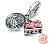 Sterling silver 925 Hong Kong Peak Tram Dangle, 2in1 travel bracelet pendant