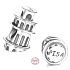 Sterling Silver 925 Italy Pisa - Leaning Tower, travel bracelet bead