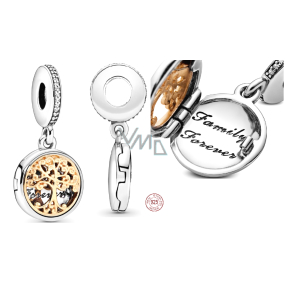 Sterling silver 925 Family Roots with Forever inscription, Tree of Life openable family bracelet pendant