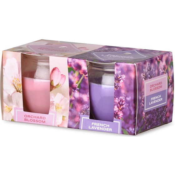 Emocio Orchard Blossom & French Lavender scented candle glass 65 x 63 mm 2 pieces in box