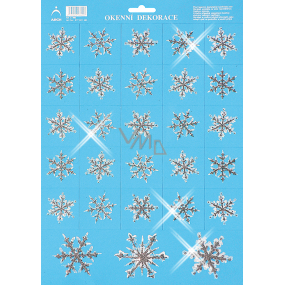 Arch Christmas sticker, window film without adhesive Small snowflakes with glitters 35 x 25 cm