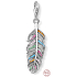 Charm Sterling silver 925 Feather, lobster clasp pendant on bracelet symbol