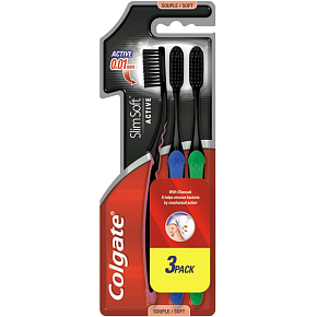 Colgate Slim Soft Charcoal Toothbrush 3-pack
