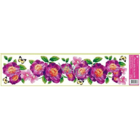 Window foil without glue strip purple flowers 64 x 15 cm