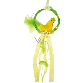 Wreath with a yellow cock for hanging 16 cm