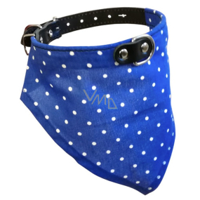 B&F Leather collar with cotton scarf blue 2.2 x 60 cm
